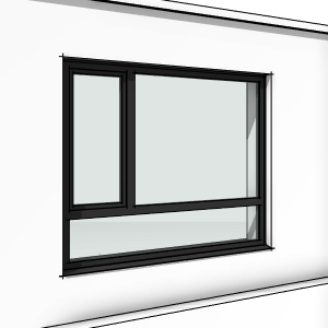 Двупольное окно с фрамугой снизу