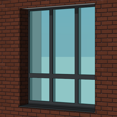Окно трехстворчатое 3 фрамуги снизу Reynaers